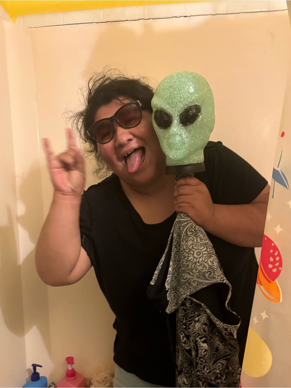 green textured alien head nightlight or lamp